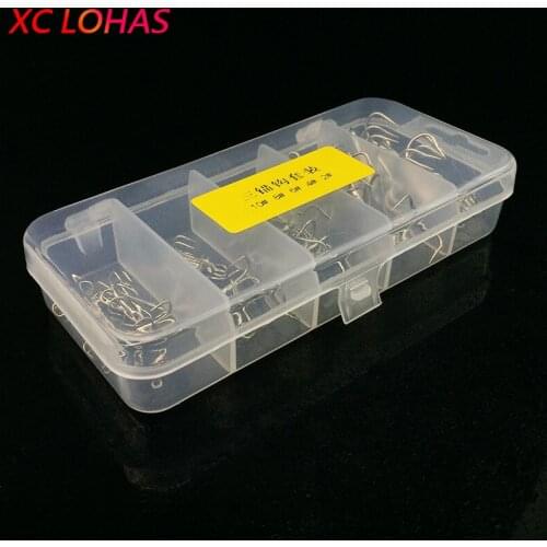 50 Pcs/Box Multiple Sizes High Carbon Steel Treble Fishhooks VMC Treble Hook 2# 4# 6# 8#10# Sharp Barbed Stainless Fishing Hooks