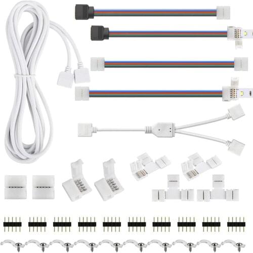 95pcs 4pin 22 AWG Extension Electric Wire Cable Led Connector For 5050 RGB RGB LED Stirp with T-Shaped L-Shaped Connectors Strip