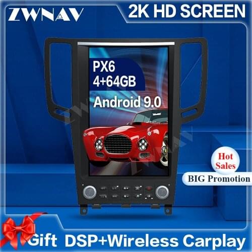 IPS Tesla Style Android 9.0 screen Car Multimedia Player For Infiniti GX G37 G25 G35G 2008-2014 GPS Audio Radio stereo head unit