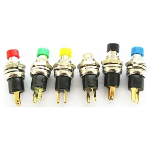 Free shipping 100PCS PBS-110 Self locking button yellow