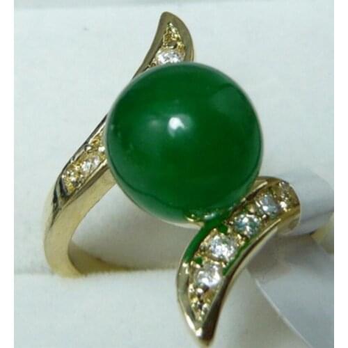 Free shipping 2 colors wholesale noblest christmas gift crystal plated 10mm green/light green Natural jade bead ring (7,8