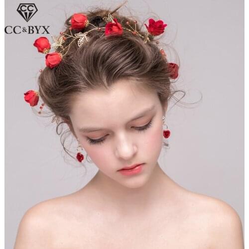 CC Hairband Crown Headband Garland Romantic Flowers Engagement Wedding Hair Accessories For Women Bridal Party Jewelry DIY 0518