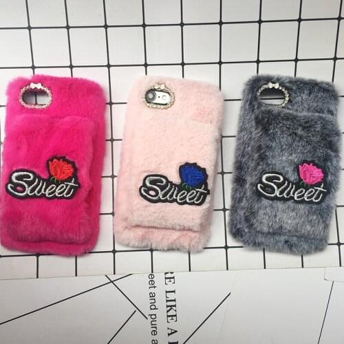 Luxury Rabbit Fur Phone Case For iPhone XS XS Max XR X 8 7 6 6s Plus Soft Silicone Cover Winter Warm Furry Strap Plush Case Capa