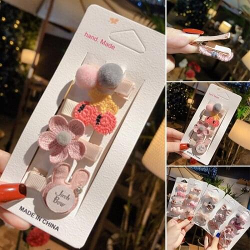 Childrens Hair Clips Set 4 PCS Cute Hairpins with Different Decor Korean Style Hairs Accessory for Girls Daily SK88