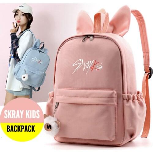 Kpop Stray kids backpack Cute Rabbit ears schoolbag back to school bag Kpop stray kids stationery set supplies new arrivals