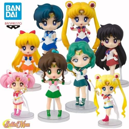 Original BANDAI Anime Figure Sailor Moon Figuarts mini Chibiusa Minako Aino 9cm PVC Figurine model collection toys boys girls