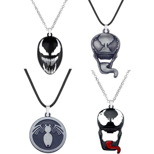 2021 Hot Movie Venom Mask Alloy Pendant Long Tongue Pendant Necklace Llaveros for Men Superhero Movie Jewelry Accessories