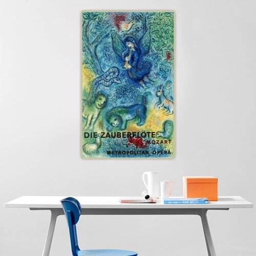 Holover Canvas Oil Painting Marc Chagall"Mozart Magic Flute"Surrealism Aesthetic Jewish Culture Poetic Wall Home Room Decoration