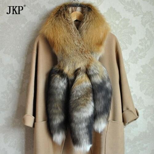 JKP 2020 Womens Scarves Real Fox Fur Winter Warm Thicken 100% Natural Fox Fur Scarves New Fashion Collar High Quality