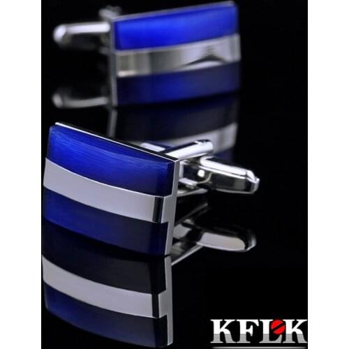 KFLK Jewelry 2016 HOT shirt cufflinks for mens Brand cuff buttons Blue cuff links High Quality wedding abotoaduras guests