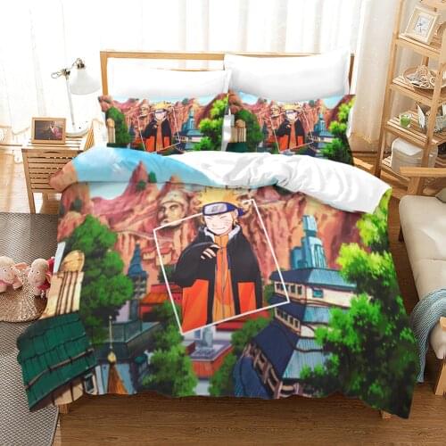 NARUTO 3-piece bedding set Anime characters UzumakiNaruto, UchihaSasuke, HarunoSakura quilt cover *1 pillowcase *2