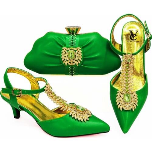 Beautiful Italian High Heels Shoes With Matching Clutch Bags African Women Shoes and Bag Set For Prom Party Summer Sandal C211-2