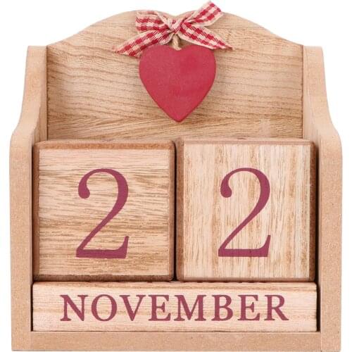 Creative Wooden Calendar Unique Creative Perpetual Calendar Adornment Rural Style Photography Props Household Decoration A50