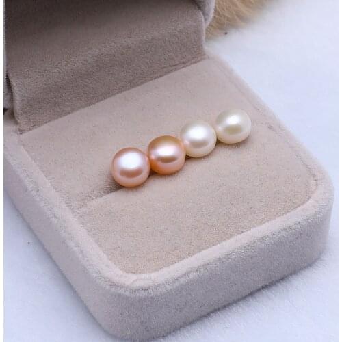MADALENA SARARA Jewelry Expert Half Hole Freshwater Pearl Beads Semi-round Flat Button Natural Pearl 3 Colors Options