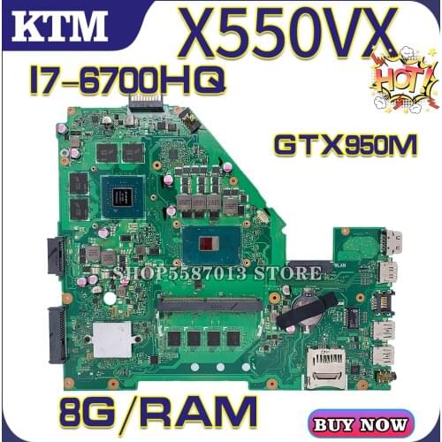 A550V for ASUS FH5900V X550VX X550VQ X550VXK FZ50V FX50V laptop motherboard mainboard 100% test OK I7-6700HQ cpu 8G/RAM GTX950