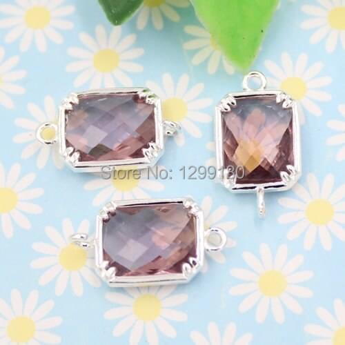 10pcs/lot Copper Connector Pendants with Imitation Zircon Stone Crystal for DIY Jewelry Making Bracelet Earring 9x16mm K03014