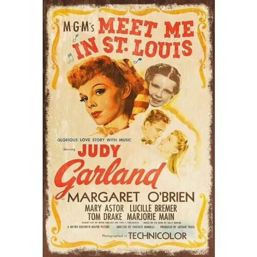Meet Me in St Louis Judy Garland Wall Decor Metal Tin Sign 12x8 Inch
