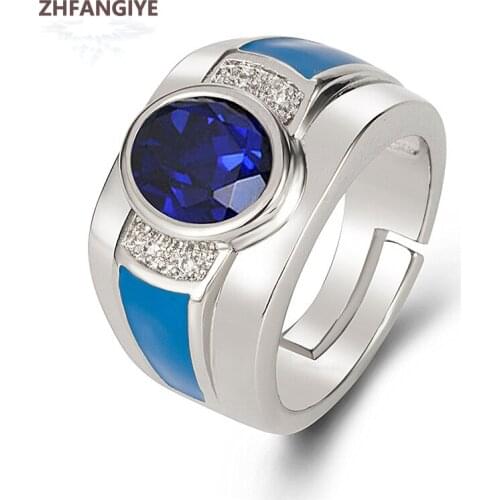 Fashion Ring for Men 925 Silver Jewelry with Sapphire Zircon Gemstone Open Finger Rings Wedding Party Promise Ornament Wholesale