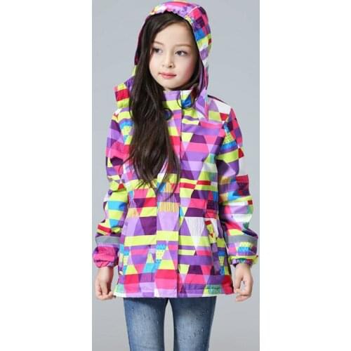 New autumn children clothing girls clothes geometric printed coat kids hooded brand jackets waterproof girl blazer 3-12Y