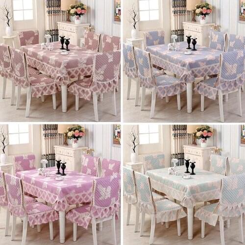 NEW! Premium jacquard linen tableclothlace tablecloth Chair cover dining set high quality wedding table cloth kitchen table