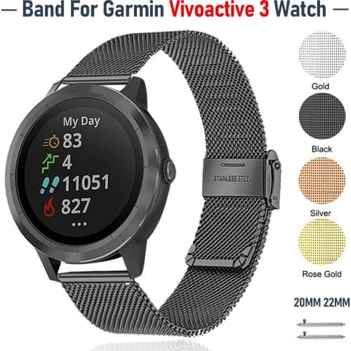 New Milanese Wrist Strap for Garmin Vivoactive 3 Watch Stainless Steel Metal Band Bracelet for Garmin Watch Accessories 20/22mm