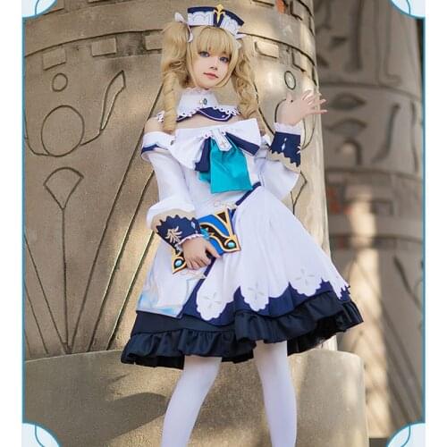 Genshin Impact Barbara Gunnhildr Dresses Cosplay Costumes Game Women Outfits Accessories Full Set for Halloween Christmas Party