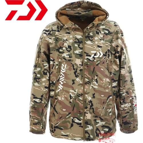 Daiwa Fishing Clothes Soft Shell Camouflage Jacket Outdoor Windbreaker Waterproof Colthing Windproof Outerwear Fishing Jackets