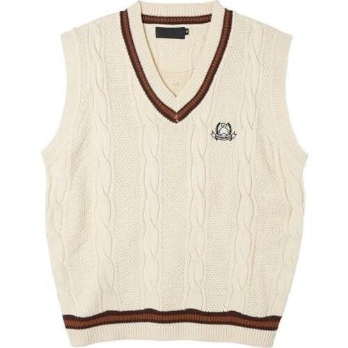 Spring And Autumn New JK Uniforms Bear Embroidery Sweater Vest High School Japanese-style Knitting Pullover Girl College Styles