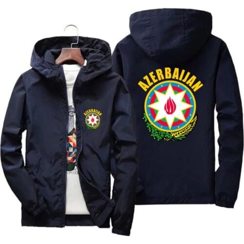 2021 Spring Summer New Azerbaijan Coat Of Arms Graphic Mens Street Windbreaker Hoodie Zipper Thin Jacket Men Casual Jacket 7xl