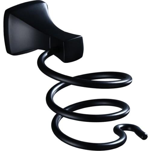 Space Aluminum Black Hair Dryer Organizer Wall Mount Bathroom Rack Shelf Hairdryer Holder Rack Organizer Bathroom Accessories