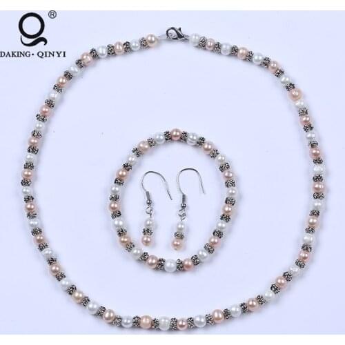Women Accessories Fashionable Natural Pearls Necklace Jewelry Set With Earring