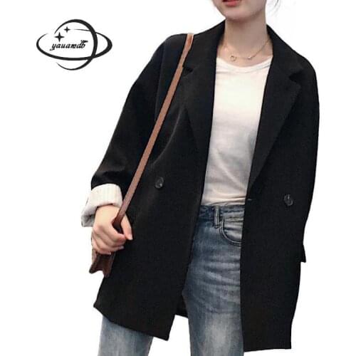 Womens Blazers Coat Spring Autumn Female Suit Jacket Clothing Long Sleeve Single Button Solid Color Ladies Outerwear Clothe H60
