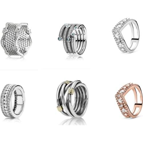 925 Sterling Silver Pandora Ring Chandelier DroPlets With Crystal Rings For Women Wedding Party Gift Fine Jewelry