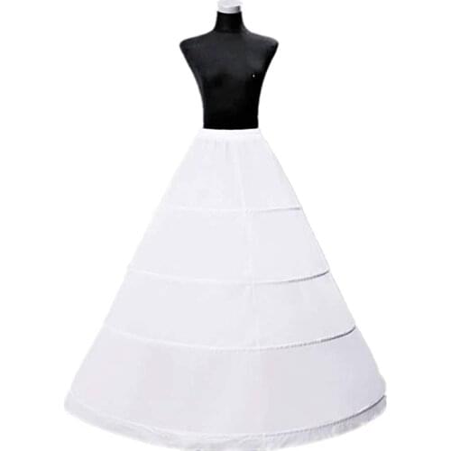 Womens 4-Hoop A-Line Floor Length Wedding Ball Gown White Size One Size