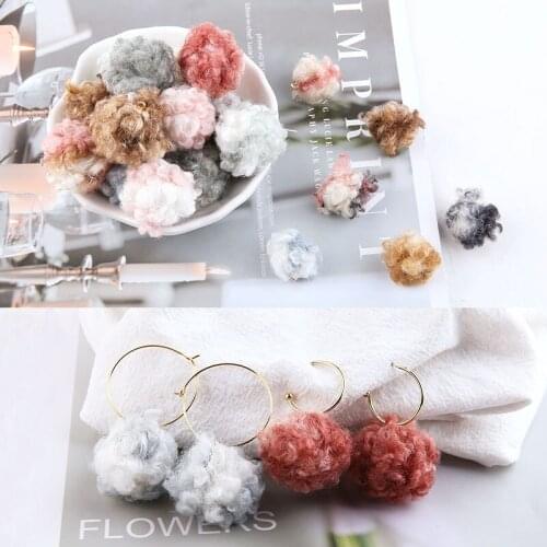 Winter style 50pcs/lot color print Imitation lamb hair geometry rounds shape balls pendant beads diy jewelry earring accessory