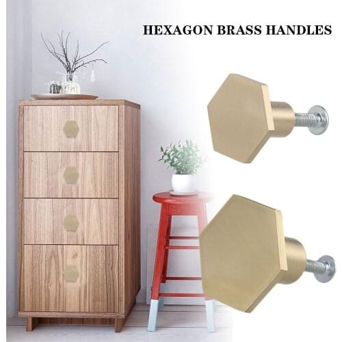 1 Pcs Brass Handles Hexagon Knobs Cabinet Knob Handle Dresser Knobs Drawer Pulls Kitchen Furniture Hardware Wall Cloth Hooks