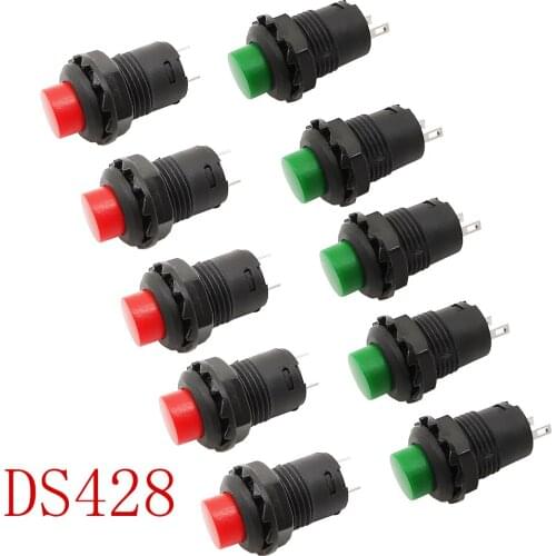 2/5/10Pcs DS428 Self-Locking Button Switch DS-428 OFF-ON Round Push Button Switches 12mm 3A 125VAC 1.5A 250VAC