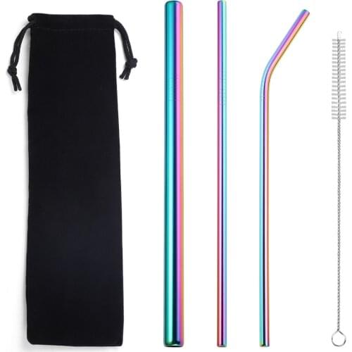 304 Stainless Steel Straw Reusable Metal Drinking Straws Set Wholesale With Cleaning Brush Party Bar Accessory Eco Friendly New