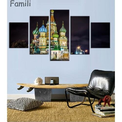 5PCS Living room home wall modern art decoration fabric poster St Petersburg Russia russian city landscape river evening lights