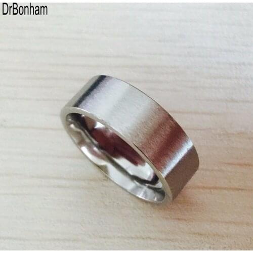 8mm Titanium Band Brushed Wedding Ring Solid fashion ring glossy 316L stainless steel ring for women & men Valentines Day