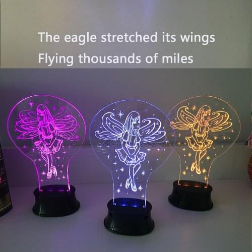 Angel Shape Bedroom Home Decoration 3D Deco Vision Dynamic Desk Light USB Charge DC5V Baby Sleeping Night Lamp Creative Gifts