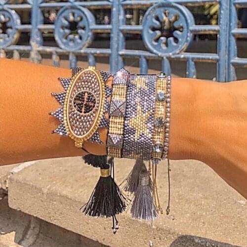 BLUESTAR Fashion Bracelet 3D Turkish Eye Bracelets Star Pulseras Mujer Moda Handmade Crystal Bead Tassel Jewelry 2021