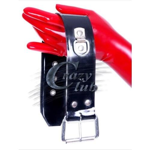 Crazy club_New arrival Latex neck black gentlemen Latex Black rivet belt Belt Rushed Real Products Free Shipping Fast Delivery