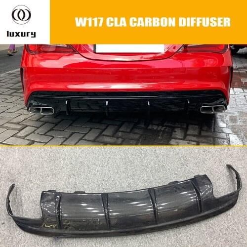 W117 Carbon Fiber Rear Bumper Diffuser for Benz W117 C117 CLA200 CLA220 CLA260 CLA45 With Amg Package Facelift 2016 - 2019
