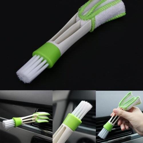 Double Ended Car Cleaning Brush Air Conditioner Vent Slit Clean Brush Detailing Dust Removal Blinds Keyboard Duster Brush Tool