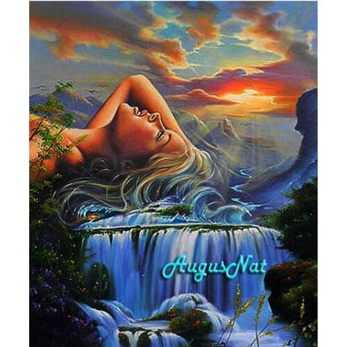 Waterfall diamond painting full drill woman hair wall art scenery diamond dotz decal diy 5d diamond embroidery sticker crafts
