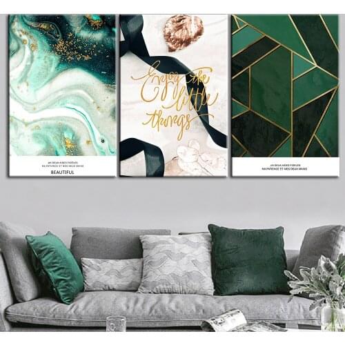 Canvas Painting Nordic Style Abstract Geometric Green White Poster Abstract Wall Art Picture for Kids Living Room Decoration