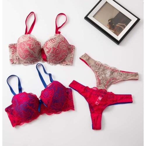 Sexy Brassiere Set Lace Bra Sets Solid Crop Top Comfortable Underwear Set Female For Women Push Up Lingerie G-string