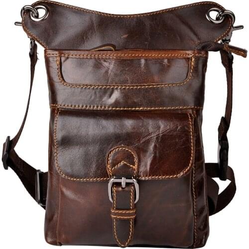 Leather Design Men Casual Multi Function Shoulder Satchel Mochila Bag Fashion Fanny Waist Belt Pack Leg Bag Tablet Pouch 211-12c