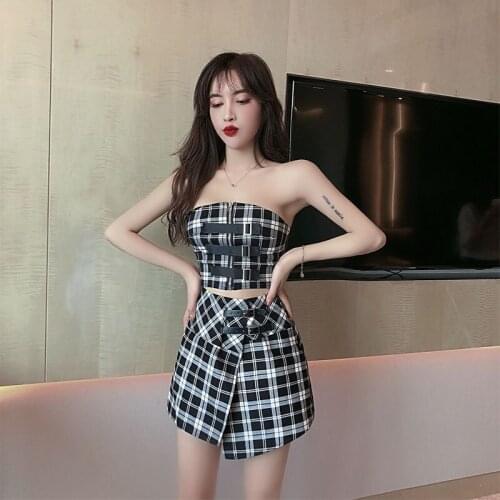 Kpop Seo Yea Ji IU Lee Ji Eun summer streetwear sexy Mini Skirt female loose Plaid A-Line Skirt Women Fashion High Waist Skirts